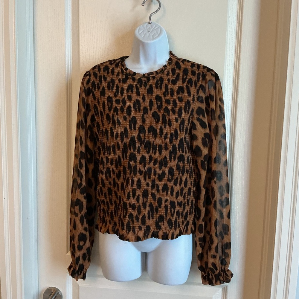 NWT Jason Wu Animal print chiffon blouse size large